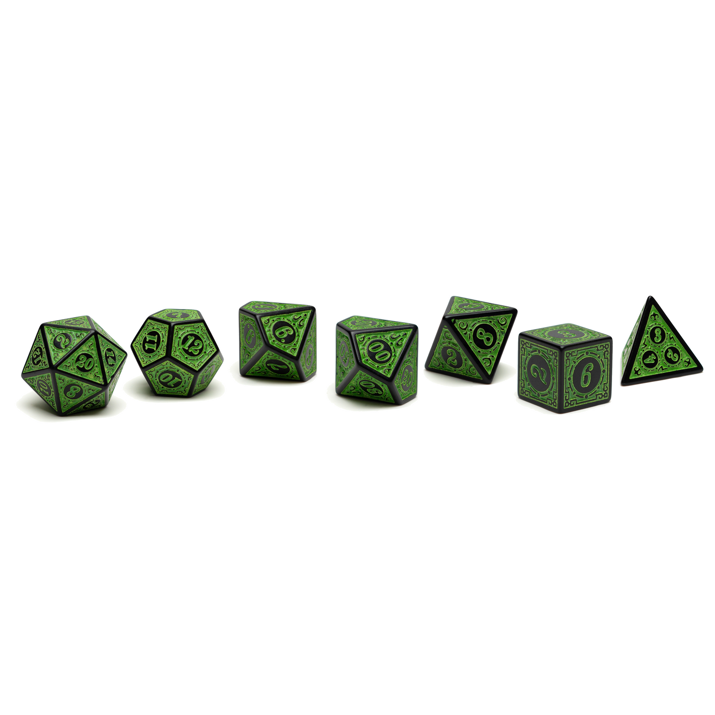 Roll Britannia Keth Frostiron Dungeons and Dragons Dice Set with Green Military Aesthetic 