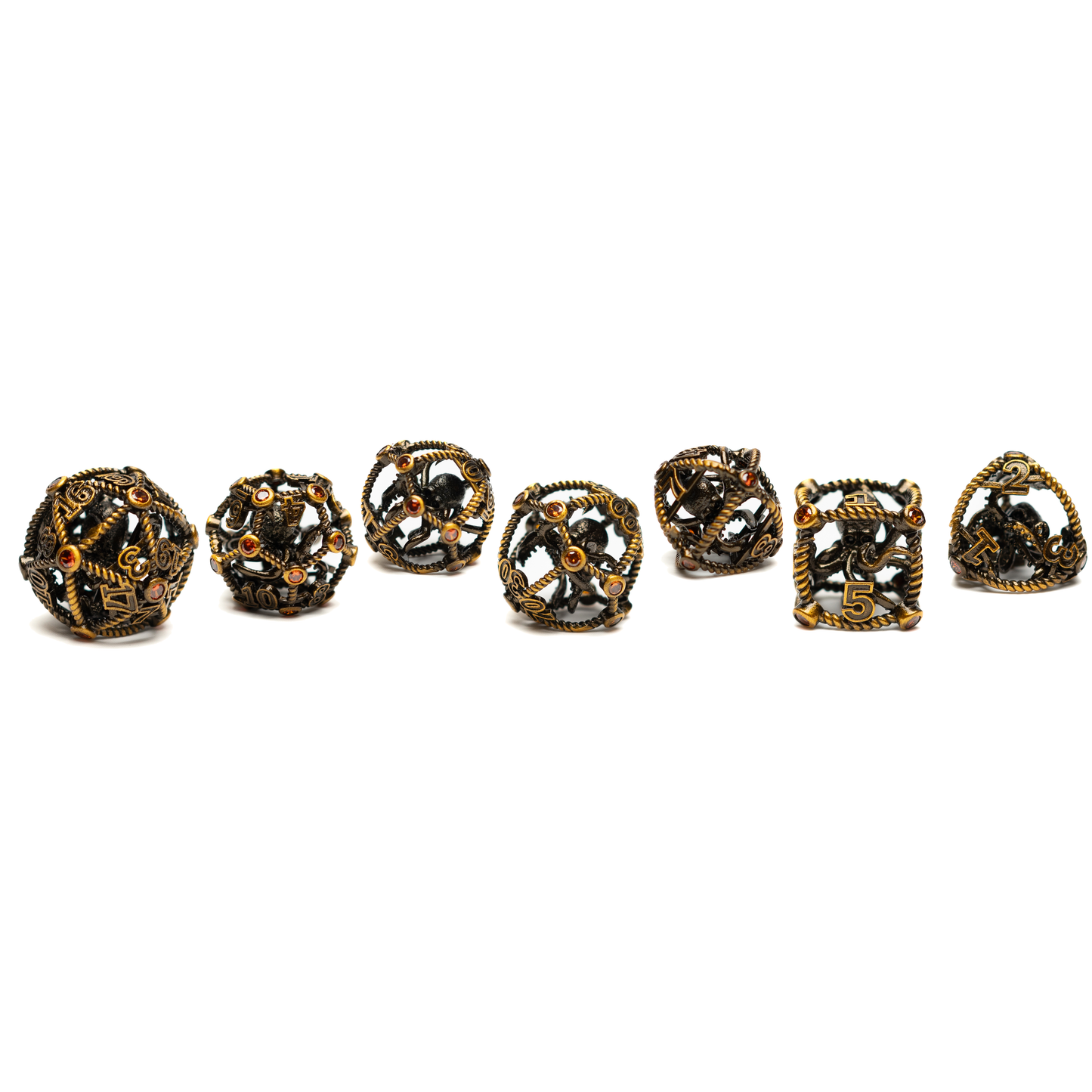 Roll Britannia Metal Dungeons and Dragons Dice Set with Nautical Kraken Aesthetic 