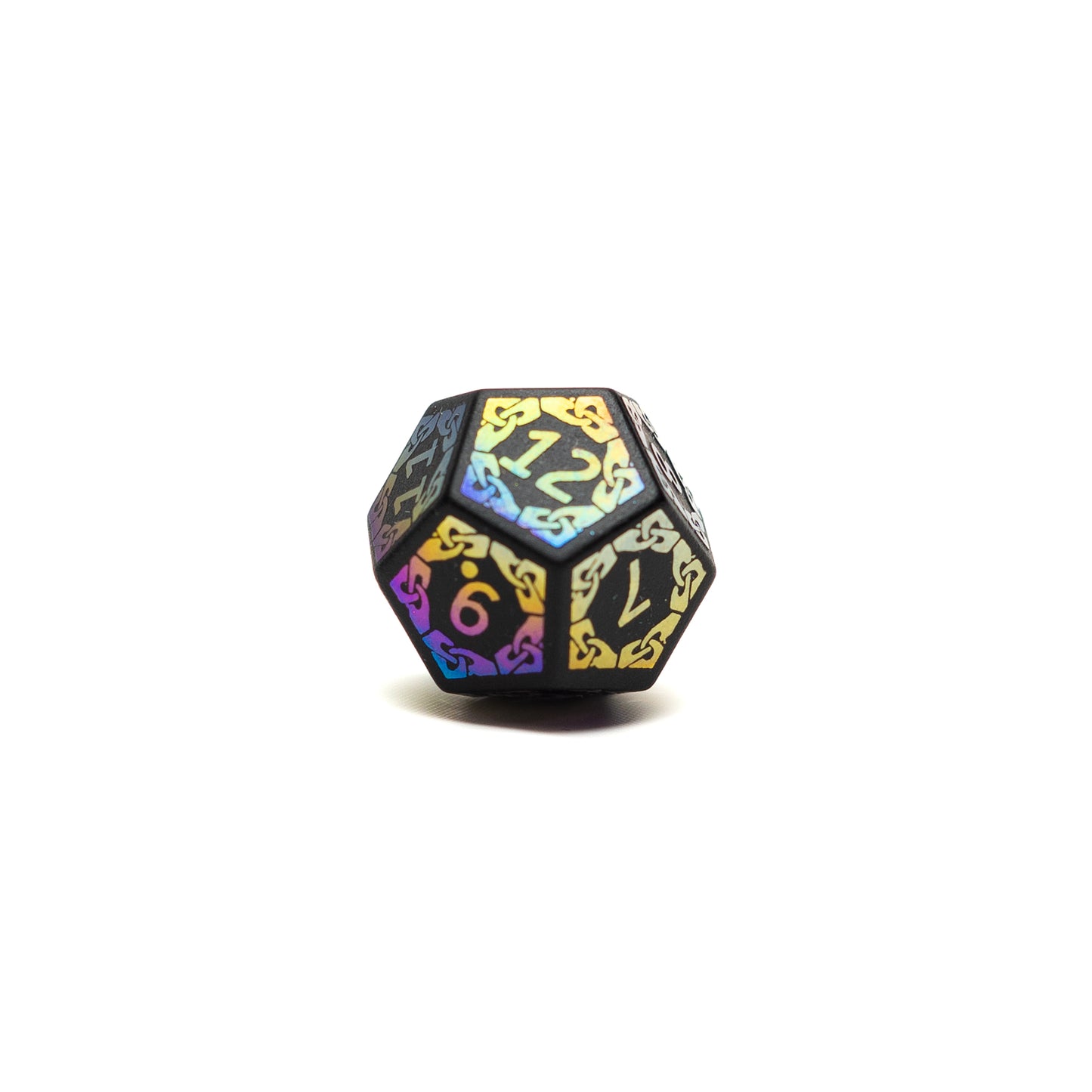 Roll Britannia Sharp Edged Obsidian Gemstone Dungeons and Dragons D12 Dice with Iridescent details