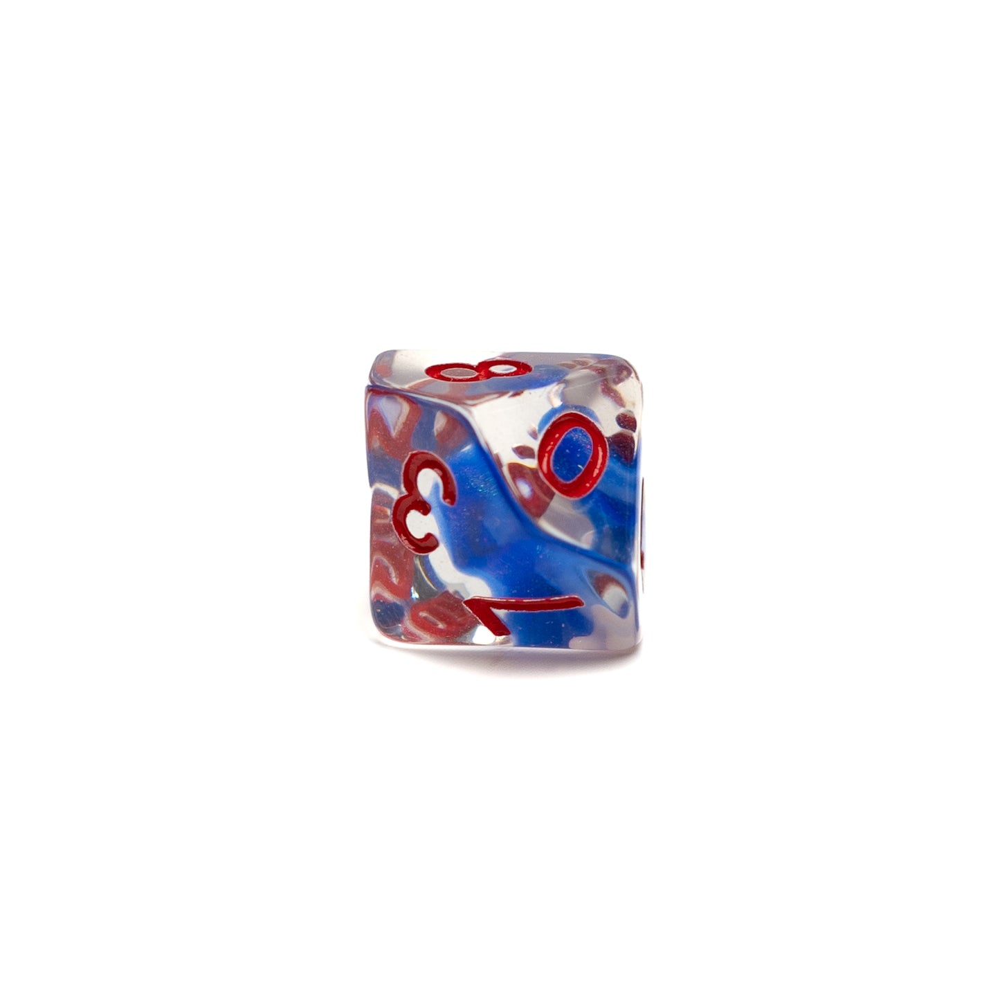 Roll Britannia Acrylic Dungeons and Dragons D10 Dice with Red and Blue Ocean Aesthetic