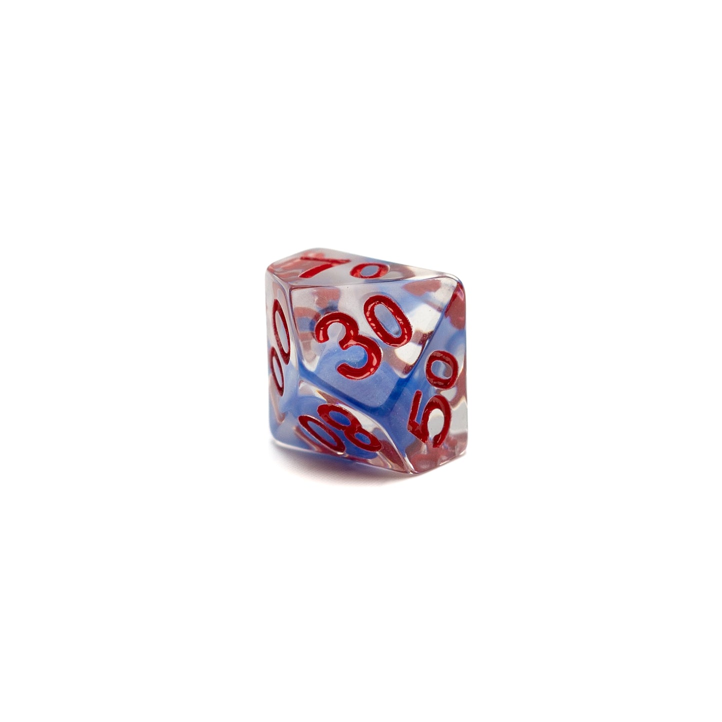 Roll Britannia Acrylic Dungeons and Dragons D10 Percentile Dice with Red and Blue Ocean Aesthetic