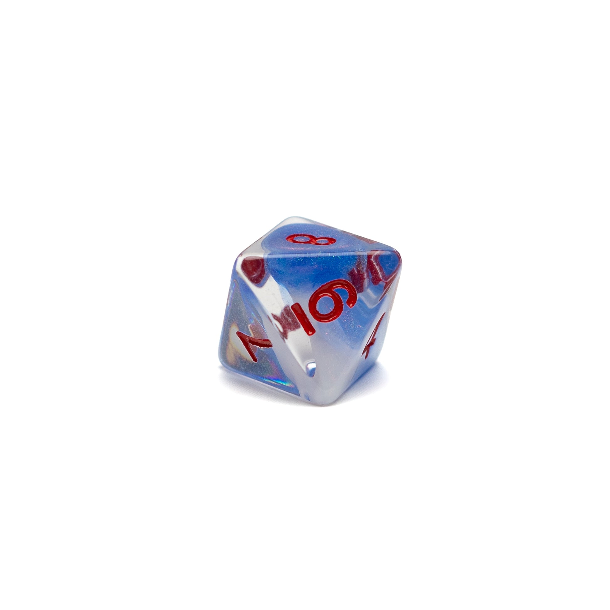 Roll Britannia Acrylic Dungeons and Dragons D8 Dice with Red and Blue Ocean Aesthetic