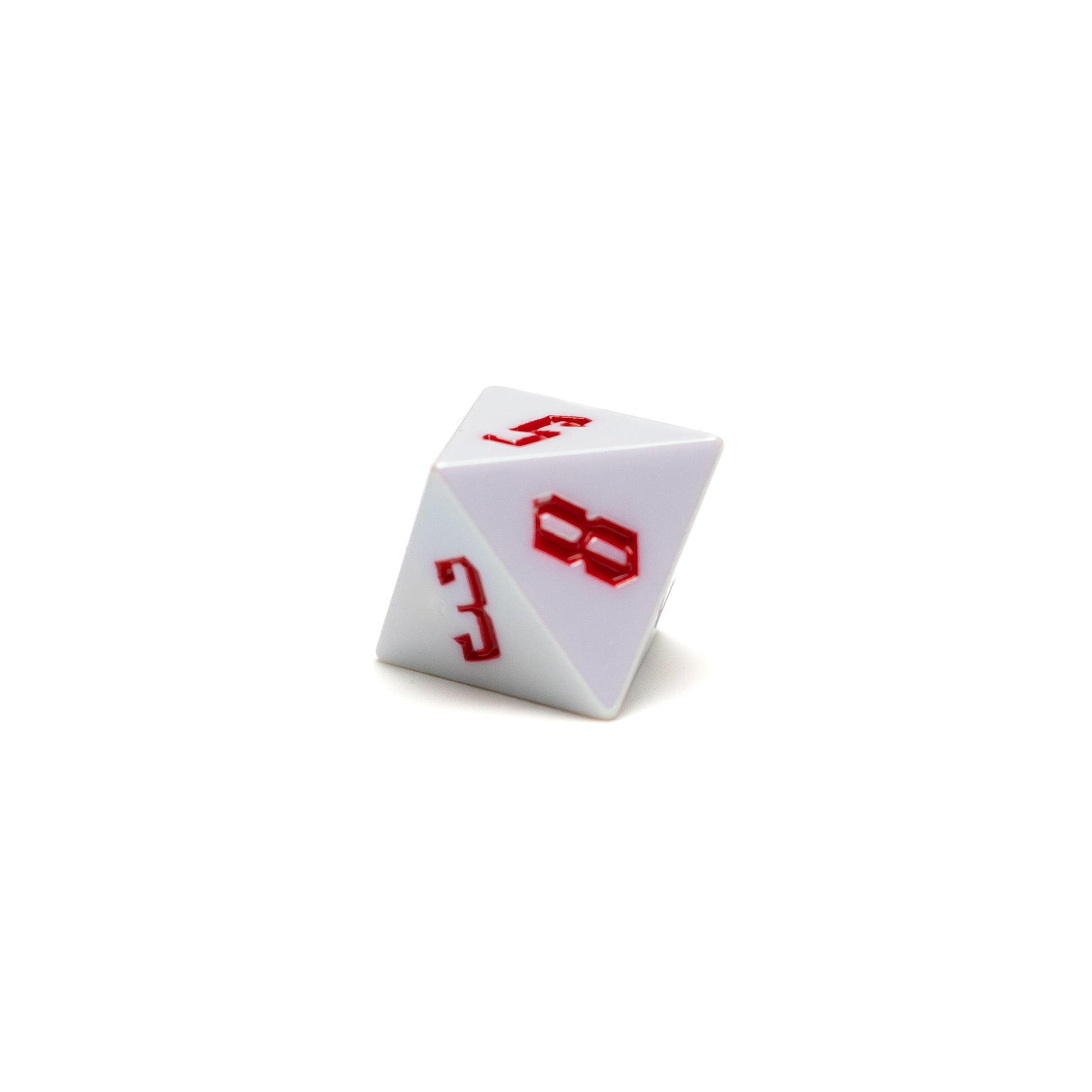 Roll Britannia Royal Guard Sharp Edged Electroplating Dungeons and Dragons D8 Dice with Red and White Aesthetic