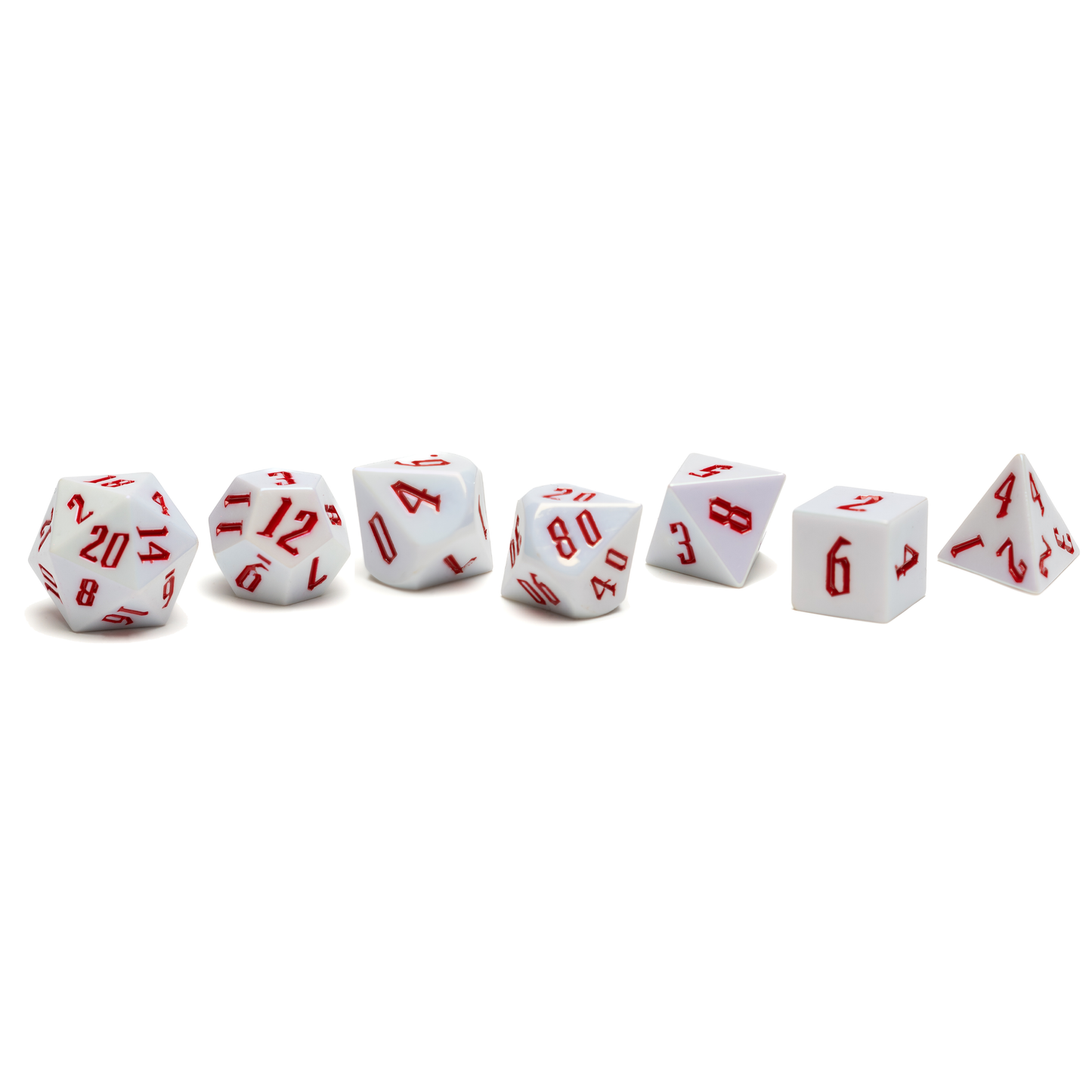 Roll Britannia Royal Guard Sharp Edged Electroplating Dungeons and Dragons Dice Set with Red and White Aesthetic