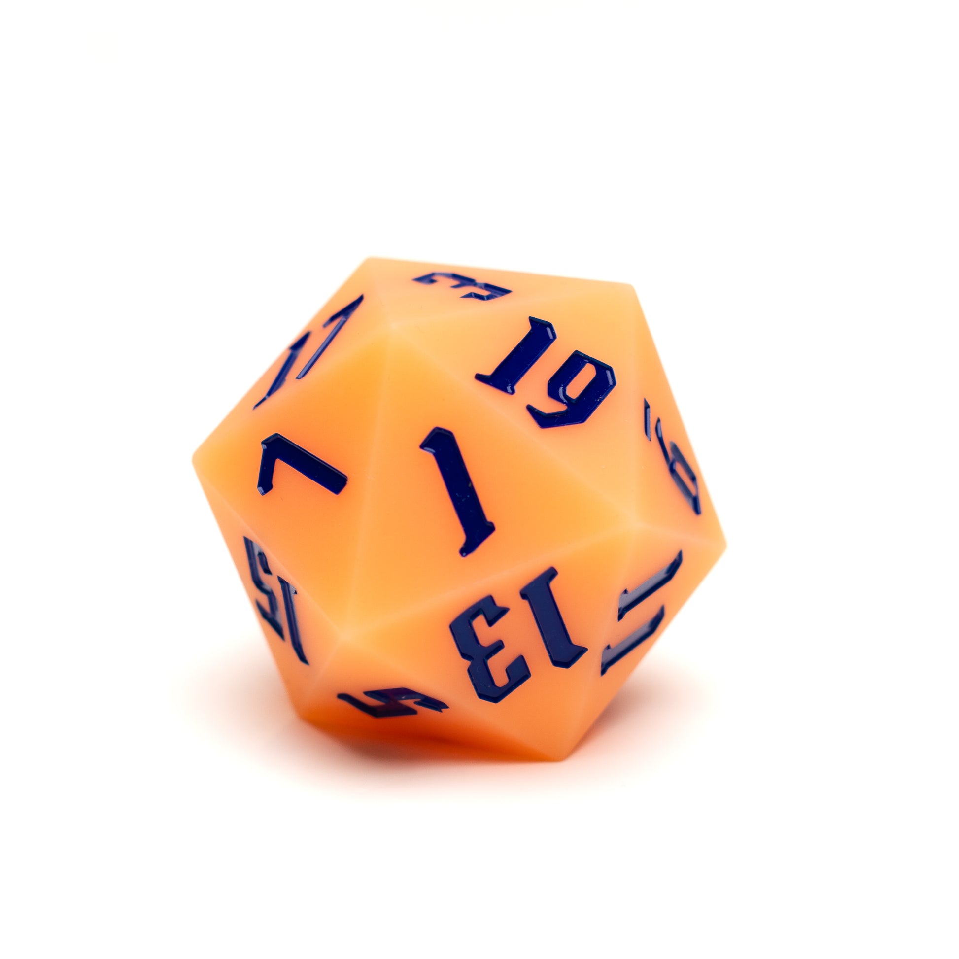 Roll Britannia Orange Bouncy Silicon 55mm D20 Glow in the Dark Dungeons and Dragons Dice