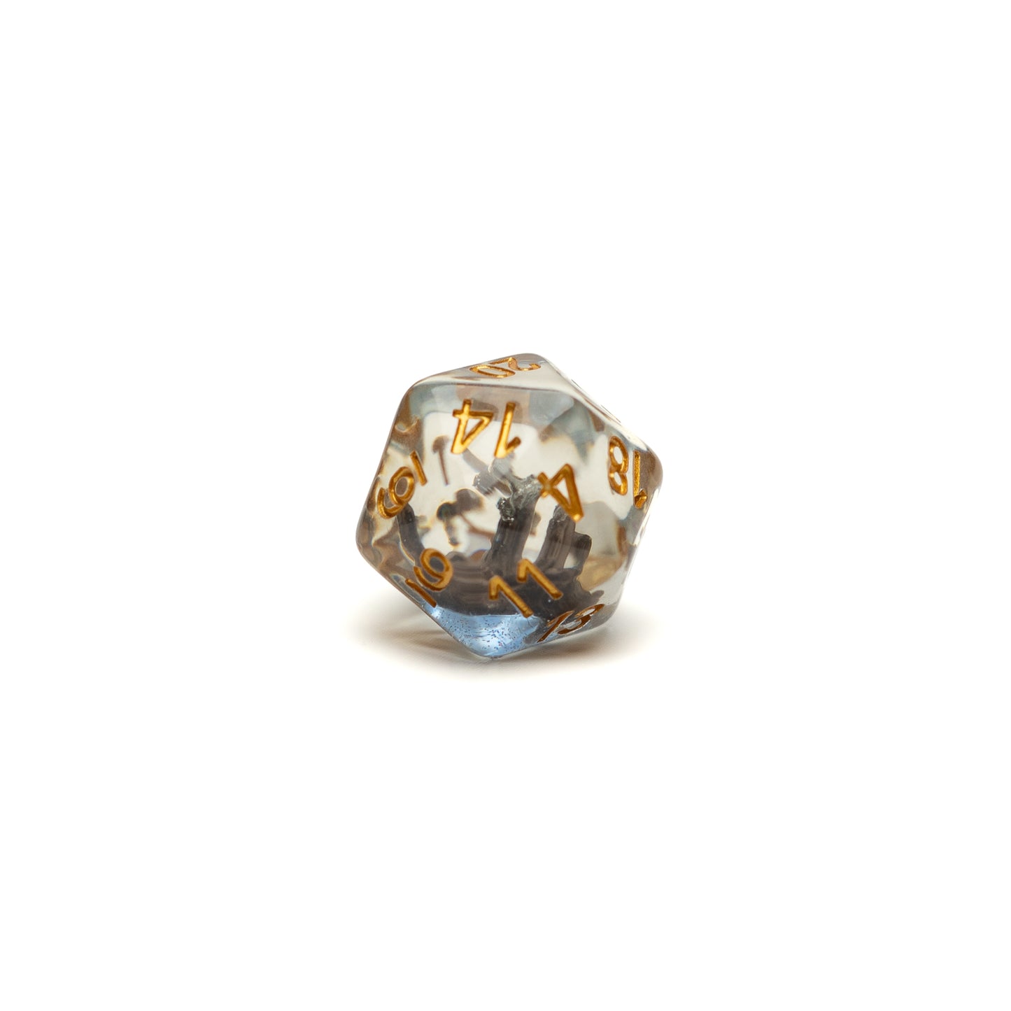 Roll Britannia Captain Timbers Dungeons and Dragons D20 acrylic dice with ship and ocean inside