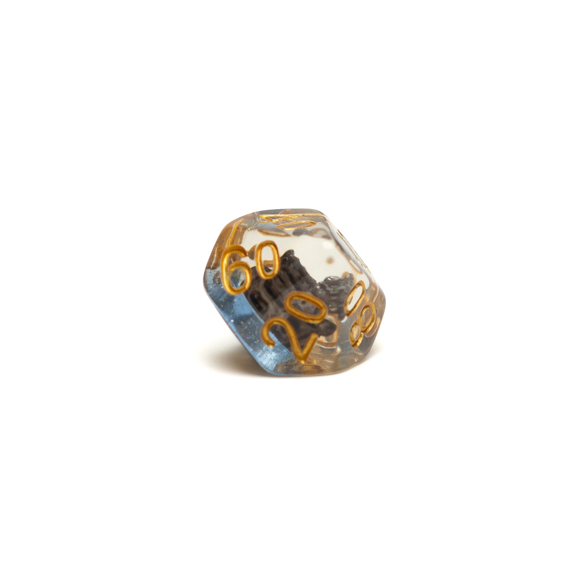 Roll Britannia Captain Timbers Dungeons and Dragons D10 percentile acrylic dice with ship and ocean inside