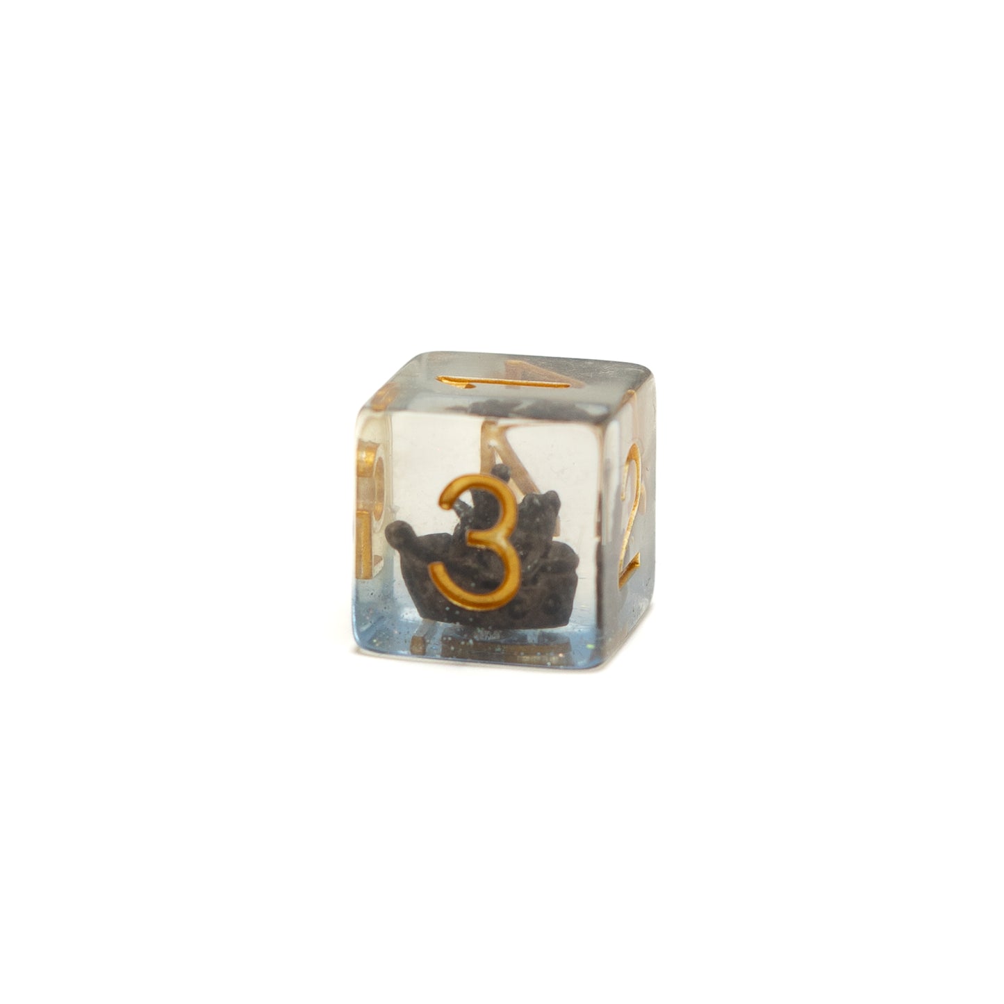 Roll Britannia Captain Timbers Dungeons and Dragons D6 acrylic dice with ship and ocean inside