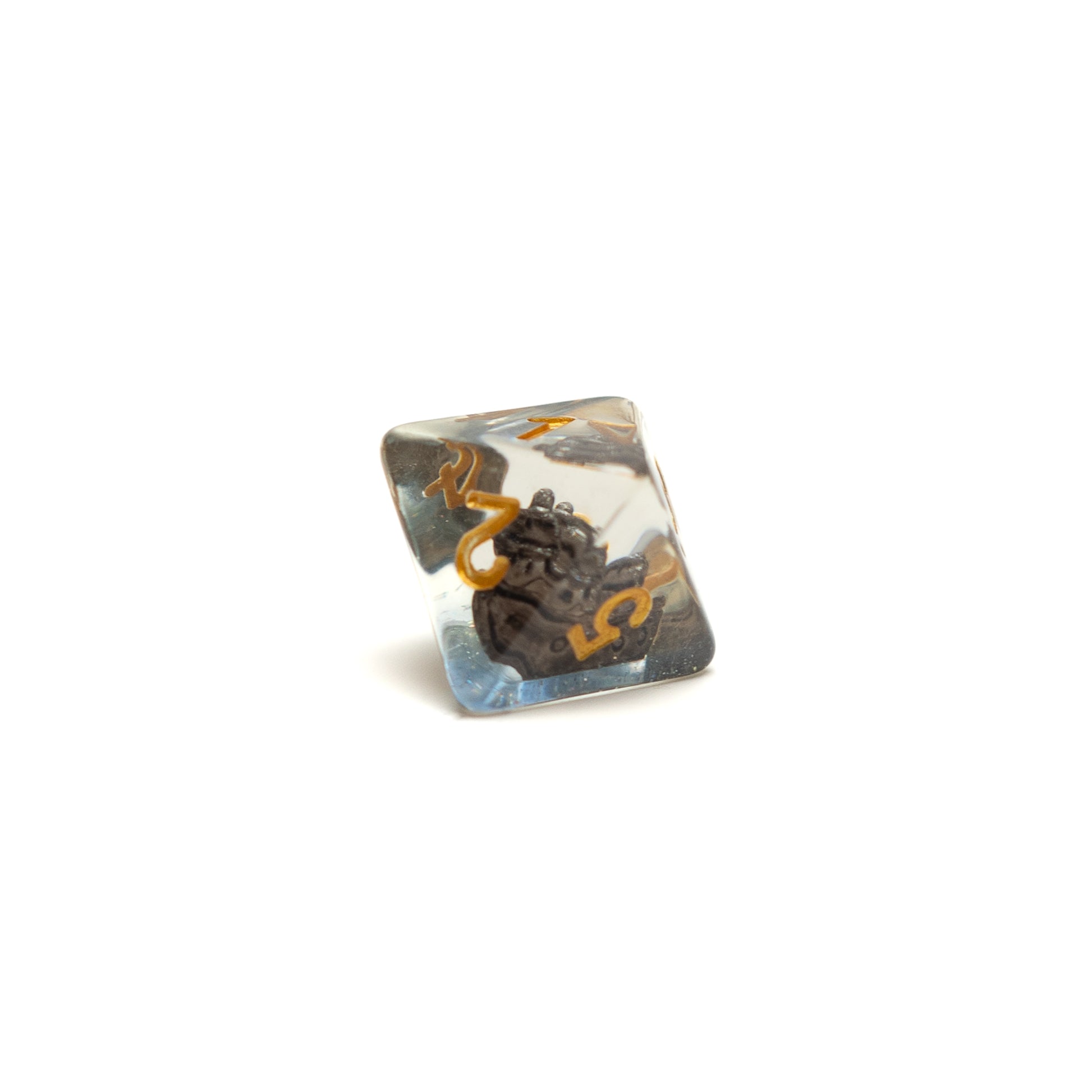 Roll Britannia Captain Timbers Dungeons and Dragons D8 acrylic dice with ship and ocean inside